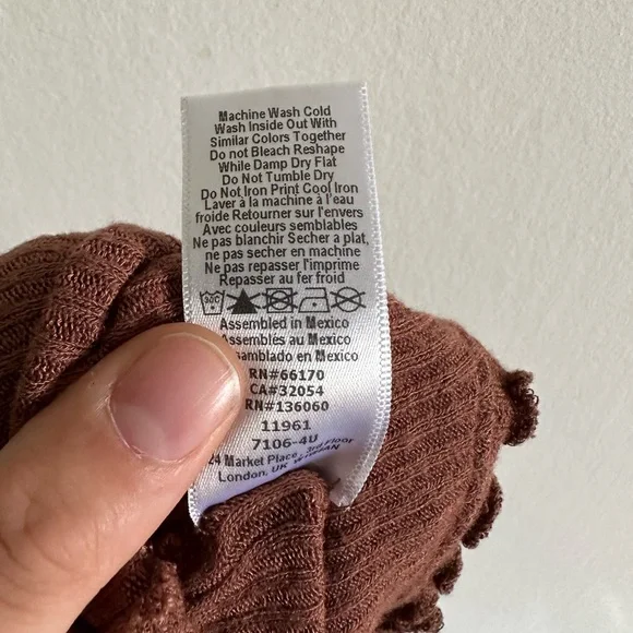 Urban Outfitters Project Social T Brown Ribbed Ruffle Dainty Tank Top Size M EUC - Picture 8 of 9